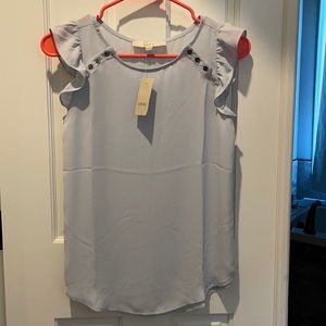 Cap sleeve blouse with button detail